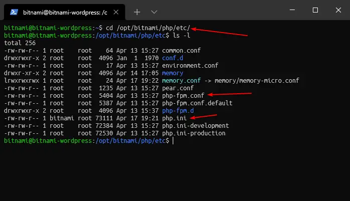 Locate PHP Directory on Bitnami WordPress Application