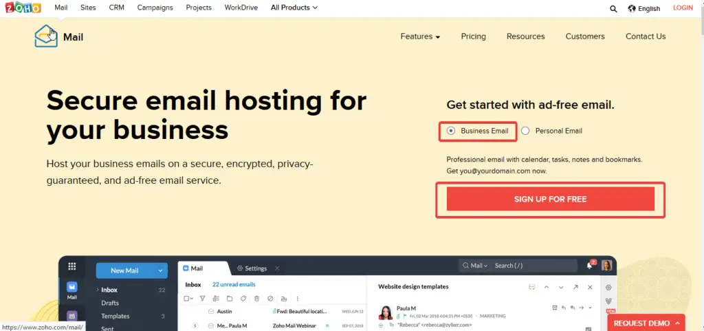Zoho Business Email