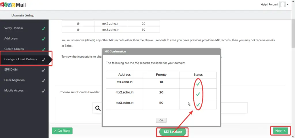 zoho email delivery mx record