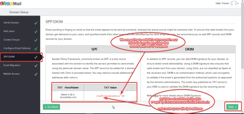 Zoho Mail SPF DKIM