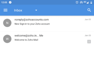 Zoho mail mobile Inbox