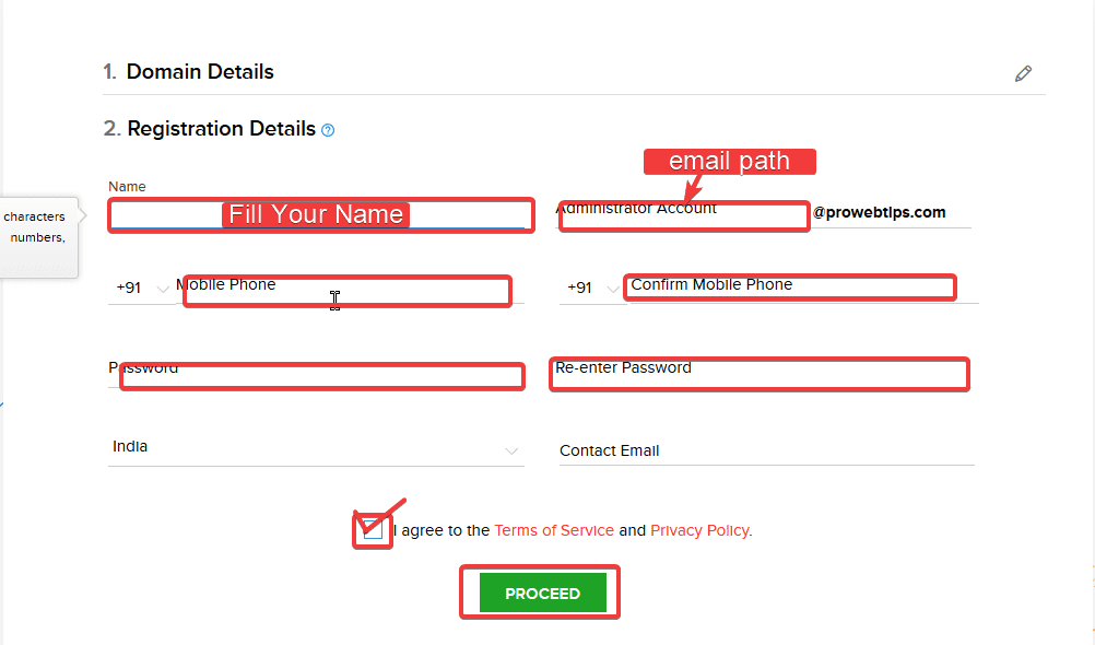 zoho mail Add Personal Information On Zoho