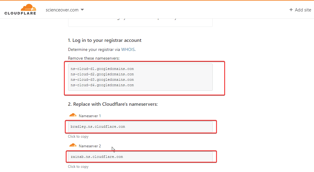 cloudflare nameservers