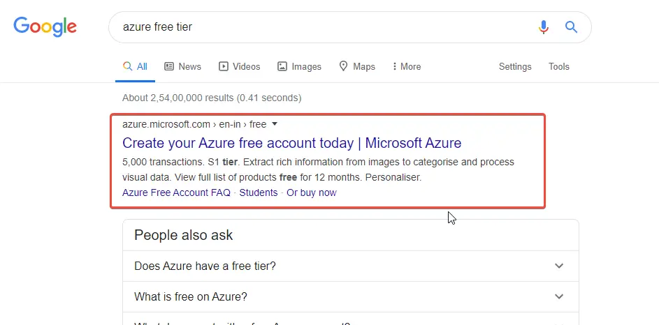 word image Microsoft Azure Cloud Free for 1 Year