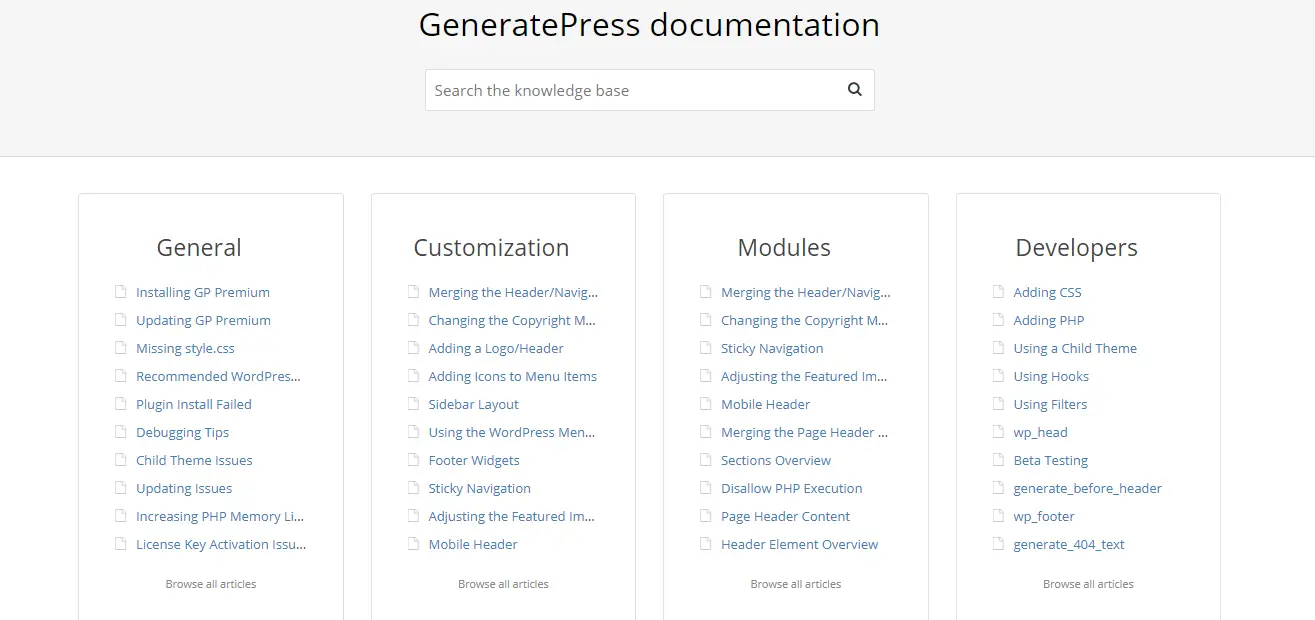 GeneratePress Documentations