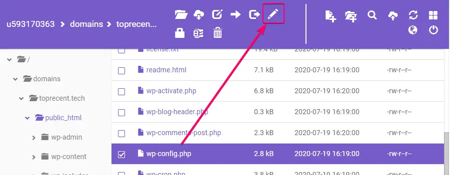 editing wp-config.php file on hostinger