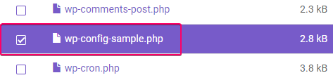 renaming wp-config-sample.php to wp-config.php