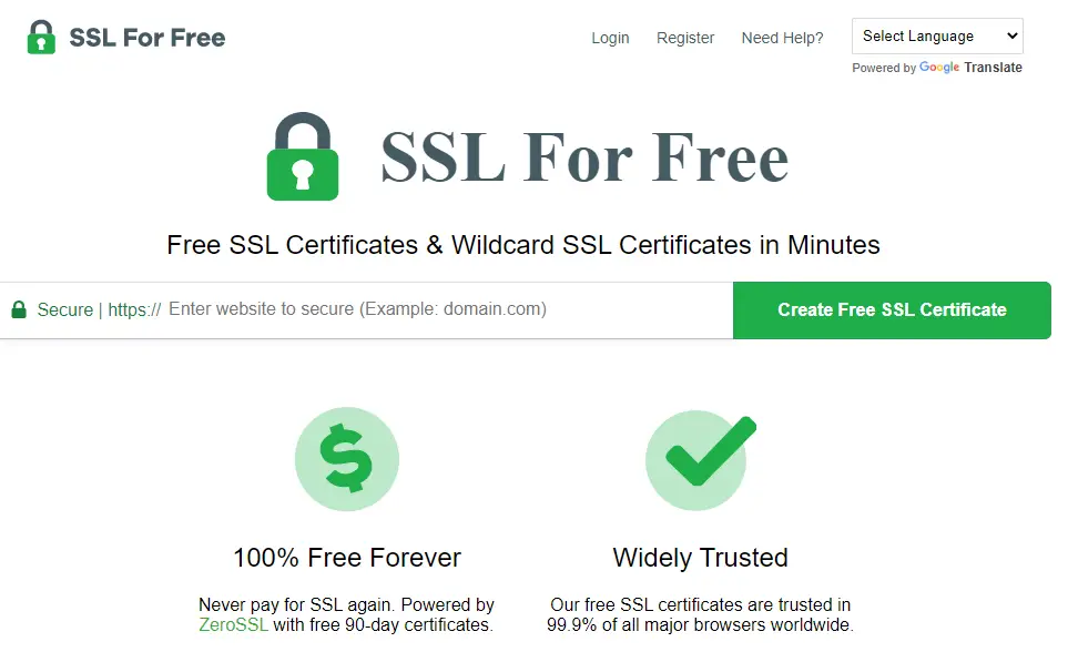 sslforfree.com for ssl certificate