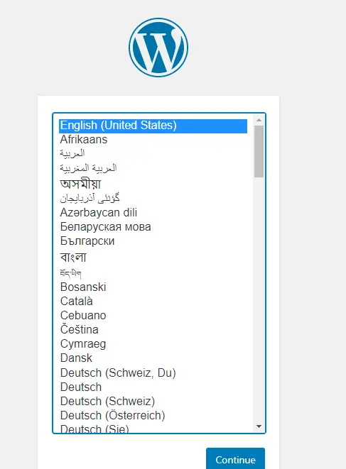  select your wordpress language