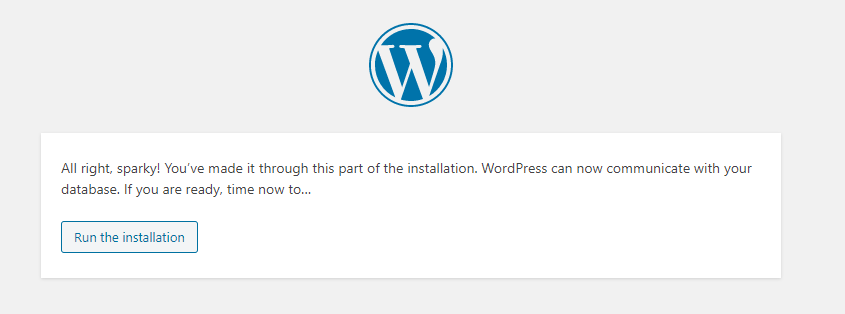 Run the WordPress installation