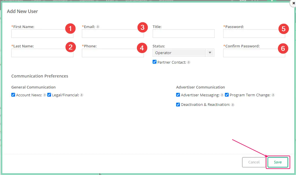 commission junction add user details