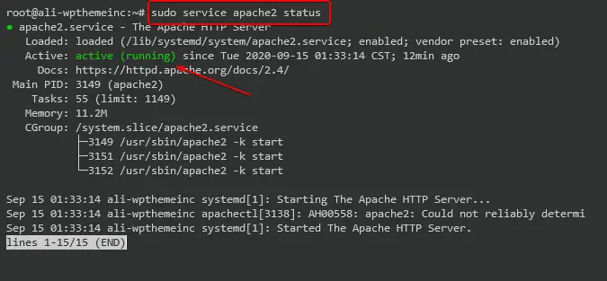 apache server-status checking by executing command on debian