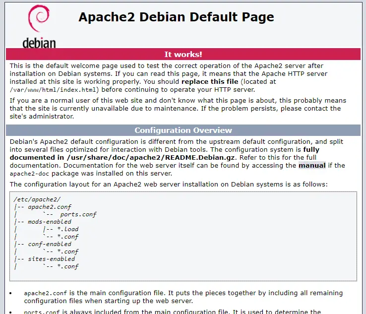 checking apace server is running or not on ubuntu 18.04 or debian 10