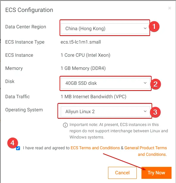 Installing a Virtual Machine for WordPress on Alibaba Cloud,
Selecting Server for Web Hosting