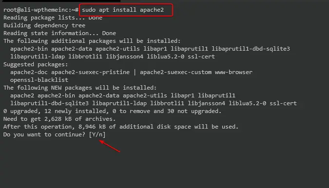 installing apache2 server on LAMP stack
