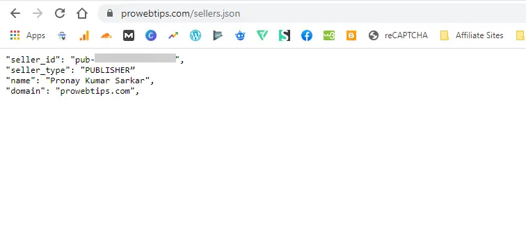 Validation of Sellers.json file by opening a new browser tab