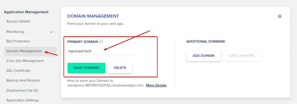 adding domain name on cloudways control panel Adding Domain Name on Cloudways Control Panel