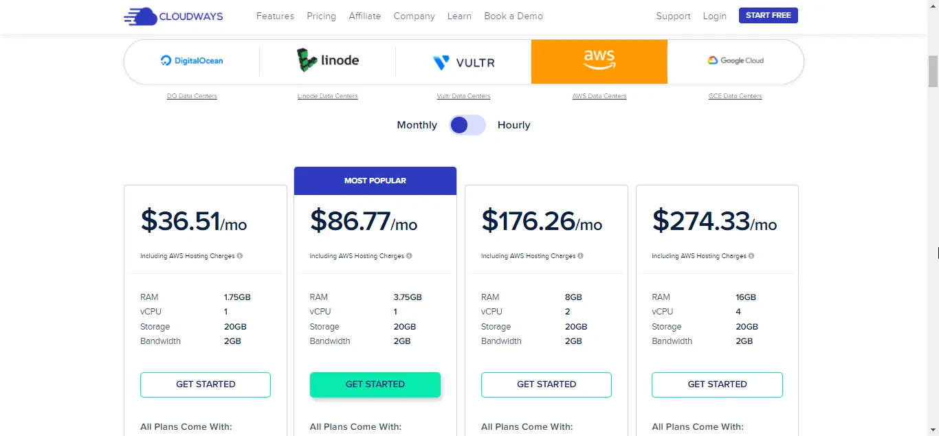 AWS Pricing on Cloudways