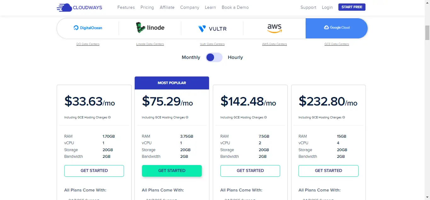 Google Cloud Pricing on Cloudways