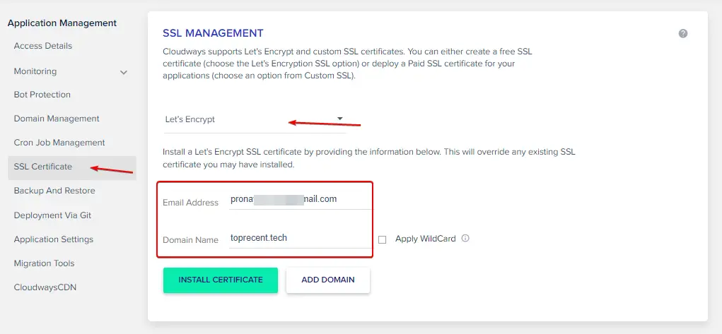 Installation of SSL Certificates on Cloudways 