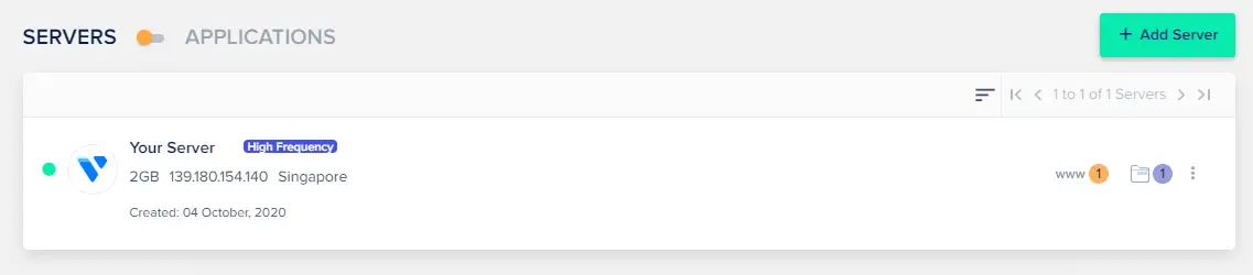installed server on cloudways Installed server on Cloudways