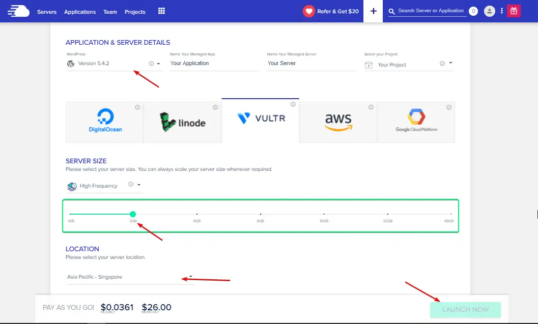 Server Installation on Cloudways