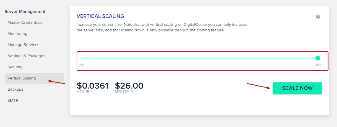 Vertical Scaling on Cloudways