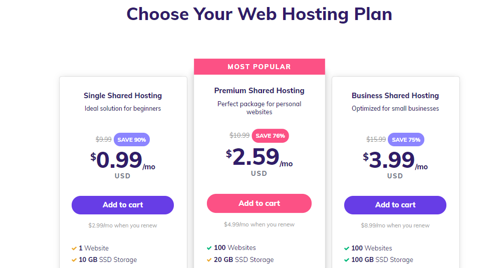 hostinger hosting plans