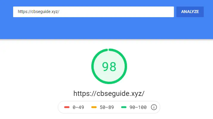 accuweb Pagespeed test result 