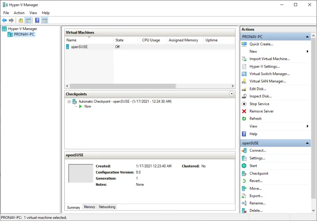 Hyper-V Manager Dashboard