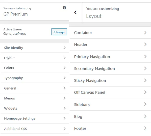 GeneratePress Theme Customization