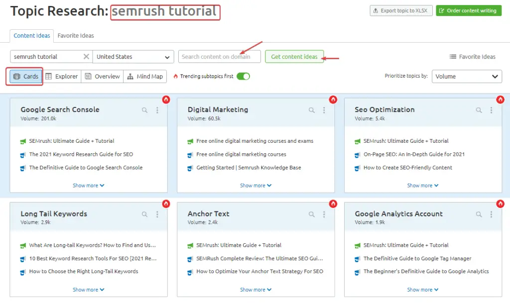 semrush content ideas