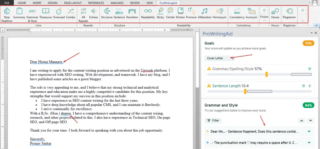 ProWritingAid MS Word Add on ProWritingAid MS Word Add-on