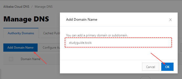 Add Domain Name To Alibaba Cloud DNS