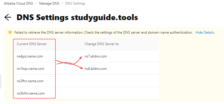 Alibaba Cloud DNS Nameservers