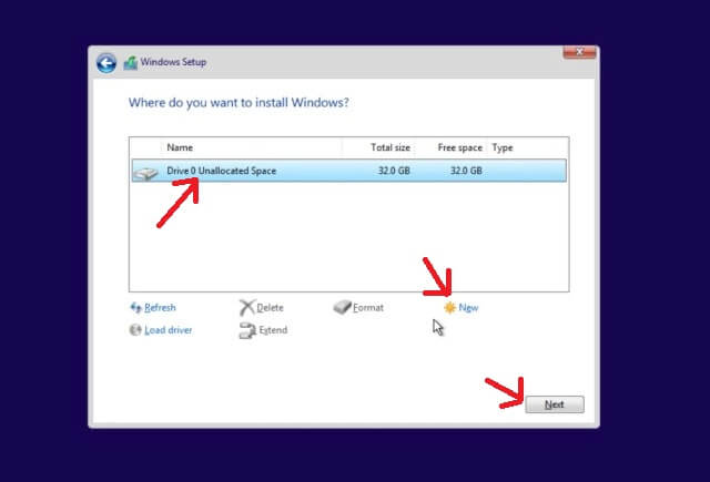 Select Partitions and Format