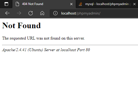 404 not found phpmyadmin
