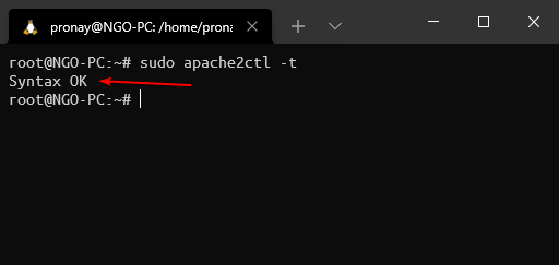 Check Apache Web Server Syntax error using apache2ctl -t