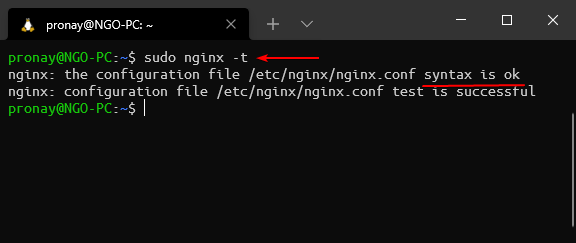 Check Nginx Web Server Syntax error using nginx -t