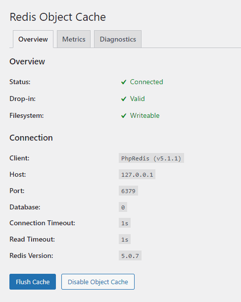 Redis Object Cache Setup