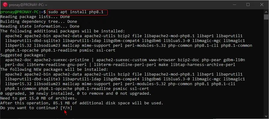 php 8.1 update on linux server