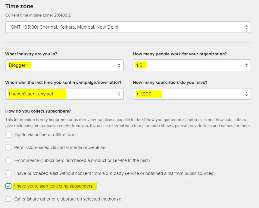 Answer basic question about your work profile