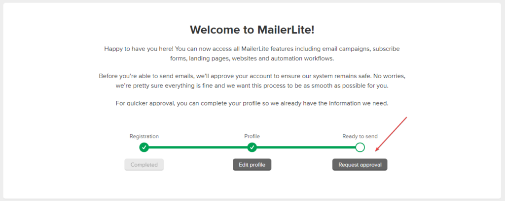 Request MailerLite Approval