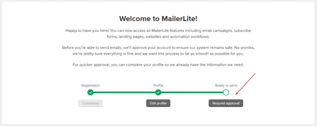 Request MailerLite Approval