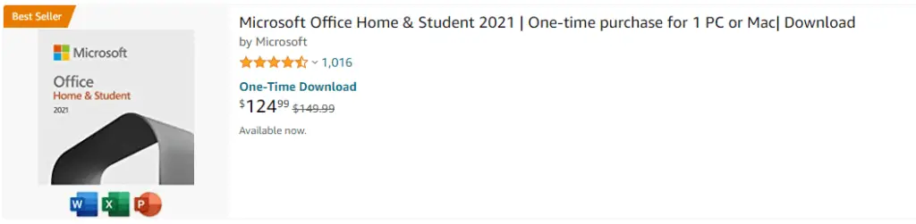 Purchase Latest Version of MS Office with one-time payment on Amazon