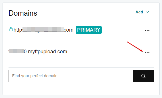 Select myftpupload.com as primary domain