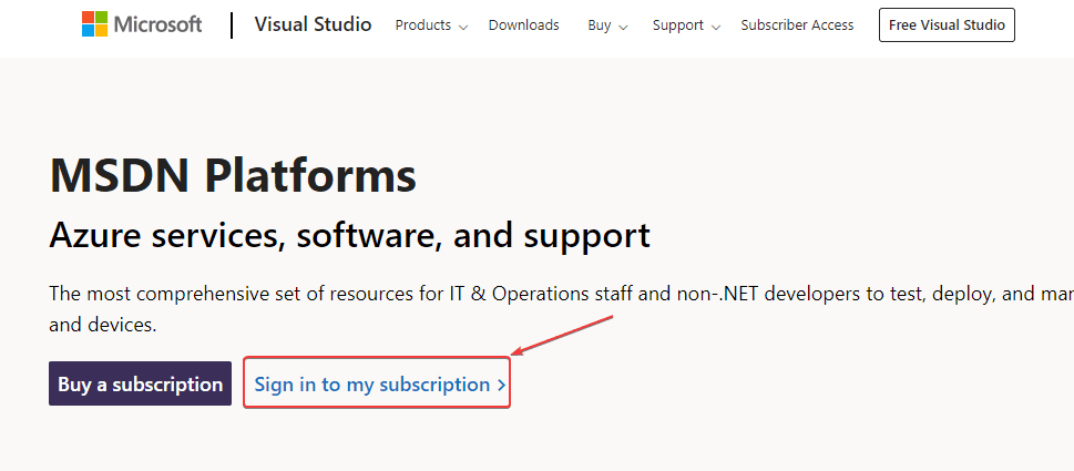 Sign in to MSDN Platforms