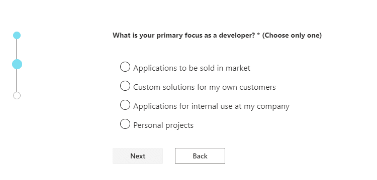 To Join Microsoft 365 Developer Program Choose your primary focus