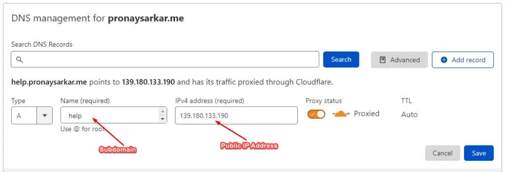 Adding A Record to Cloudflare DNS
