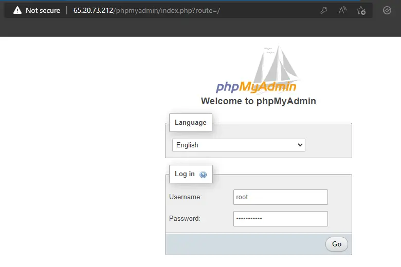 Login phpMyAdmin